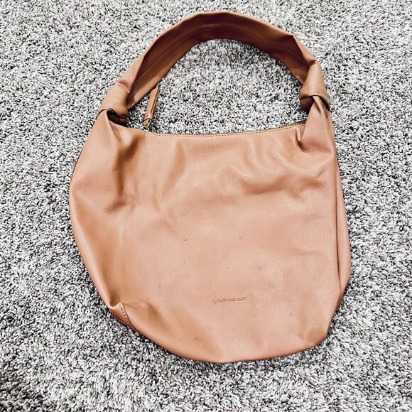 Elizabeth and James Camel Beige Vegan Faux Leather Boho Knotted Shoulder Bag - Picture 1 of 6